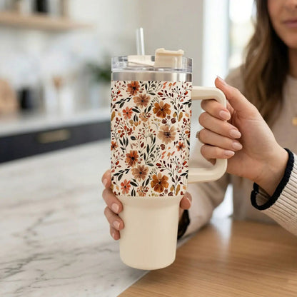 Floral Fall 40oz Tumbler with Autumn Blooms