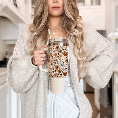 Floral Fall 40oz Tumbler with Autumn Blooms