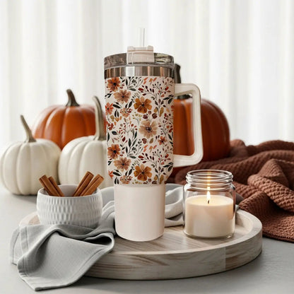 Floral Fall 40oz Tumbler with Autumn Blooms