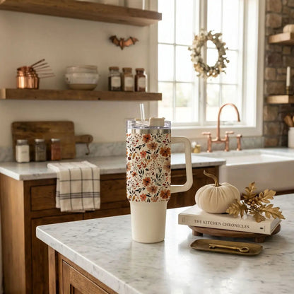 Floral Fall 40oz Tumbler with Autumn Blooms