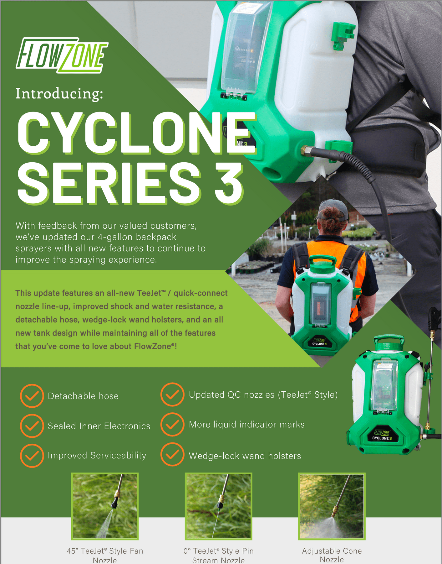 FlowZone Cyclone 3 Backpack Sprayer | Battery Operated