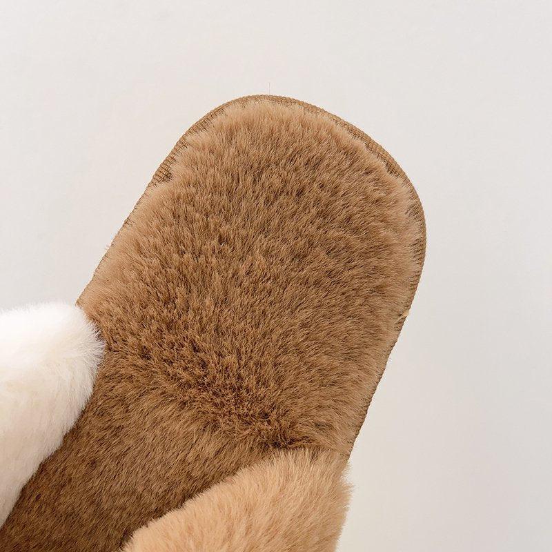 Fluffy faux fur slipper brown memory foam indoor use on Tampa Home & Garden Store