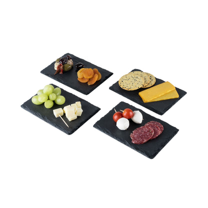 Set of 4 Slate Tapas Plates for a Snack and Drink