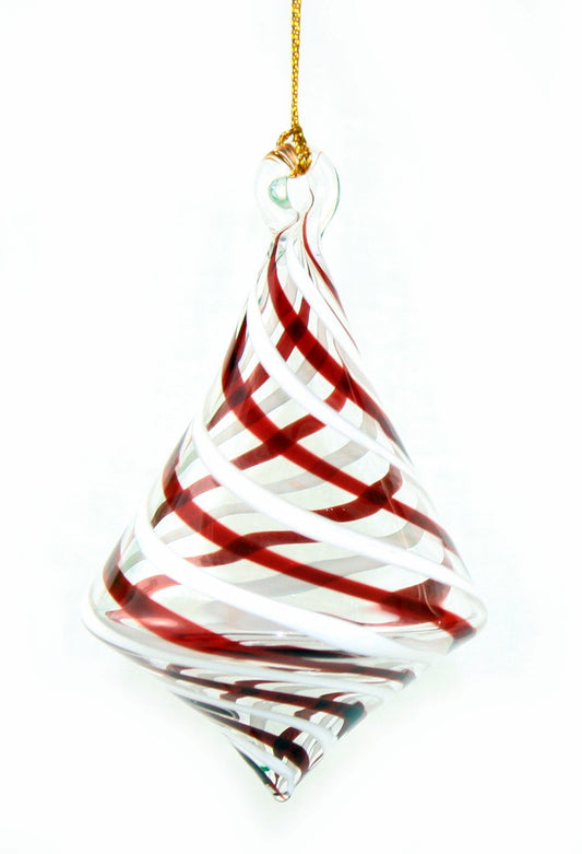 Peppermint Stretched Diamond Glass Ornament - Tampa Home & Garden Store