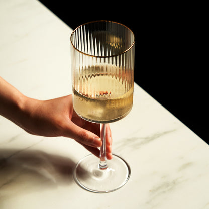 Meridian Crystal Wine Glasses and Gold Rim Set