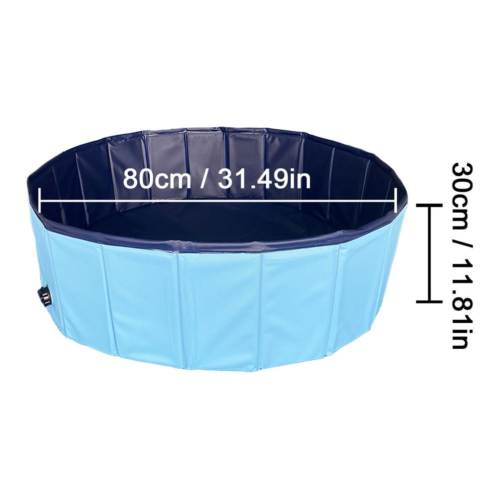 Foldable PVC Dog Pool by Stevvex, blue exterior with navy interior, 80cm diameter, 30cm height on Tampa Home & Garden Store
