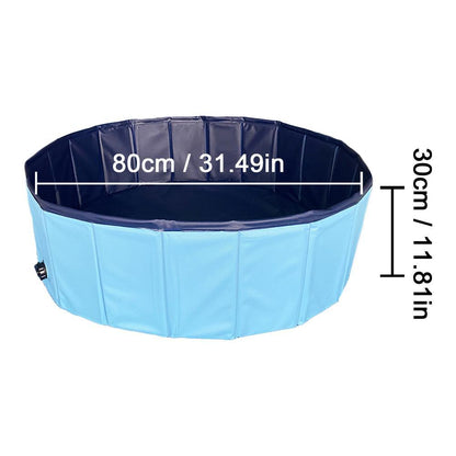 Foldable PVC Dog Pool by Stevvex, blue exterior with navy interior, 80cm diameter, 30cm height on Tampa Home & Garden Store
