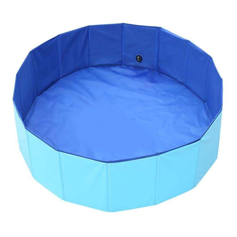 Stevvex foldable dog pool, blue PVC collapsible tub with non-slip on Tampa Home & Garden Store