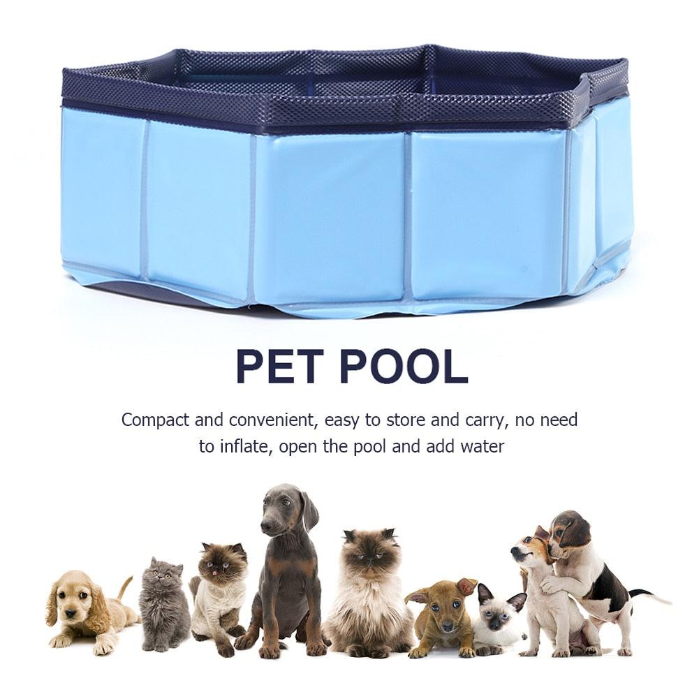 Foldable PVC pet pool in light blue with dark rim for dogs and cats Stevvex on Tampa Home & Garden Store