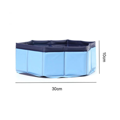 Foldable dog swimming pool in light blue PVC with dark blue rim Stevvex 30cm 10cm high on Tampa Home & Garden Store