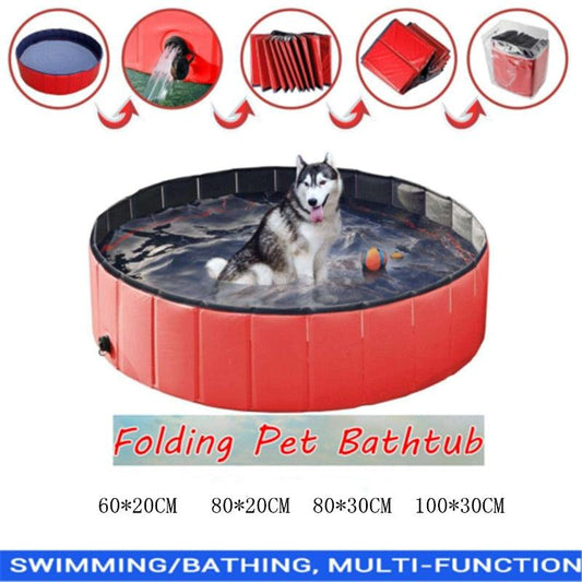 Foldable pet swimming pool red PVC bath tub for small to medium dogs Stevvex on Tampa Home & Garden Store