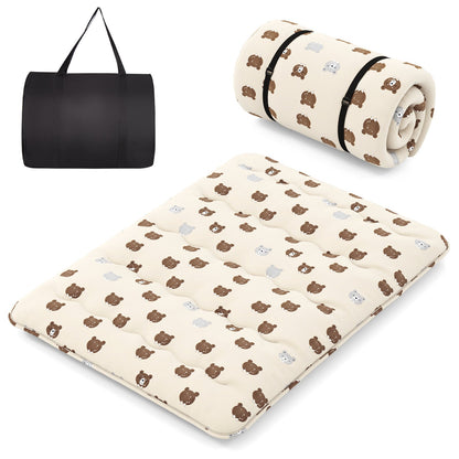 Colchón Plegable de Futón con Funda Lavable y Bolsa de Transporte para Acampar - Tamaño Matrimonial