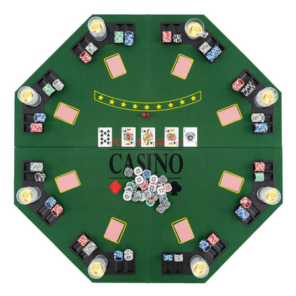 8-Player Foldable Poker Table Top with Carrying Bag-Blue