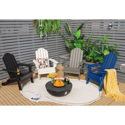 Silla de patio plegable resistente a la intemperie con portavasos incorporado - Azul marino