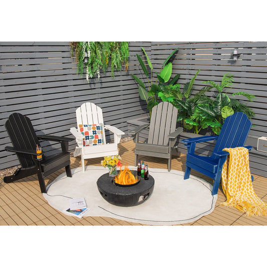 Foldable Weather Resistant Patio Chair with Built-in Cup Holder-Navy - Tampa Home & Garden Store