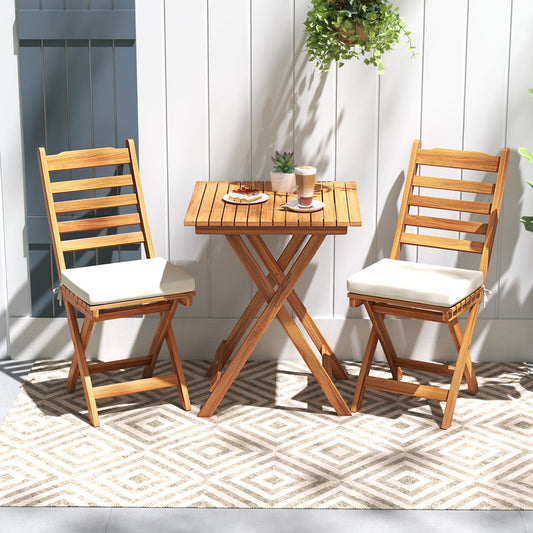 Folding Chair Table Set with Soft Seat Cushions and Table-White - Tampa Home & Garden Store