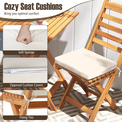Juego de mesa y sillas plegables con cojines de asiento suaves y mesa - Blanco