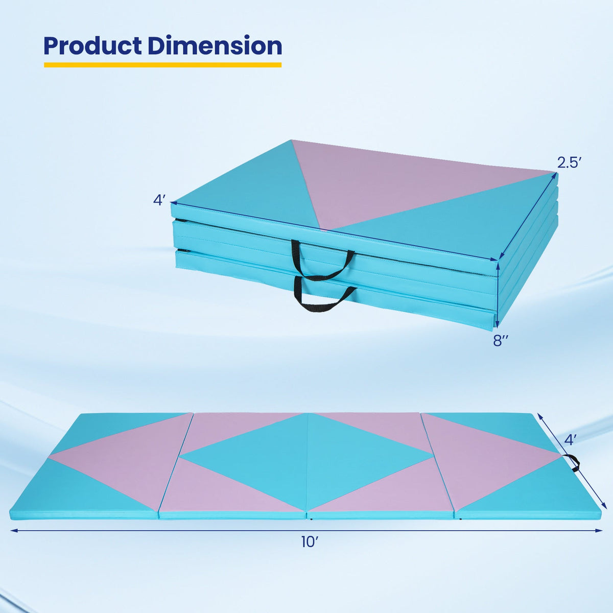 4-Panel PU Leather Gym Mat DirectDeals foldable with hook-and-loop fasteners 10ft long on Tampa Home & Garden Store