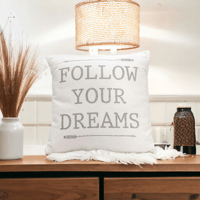 Follow Your Dreams Pillow With Arrow Silhouettes