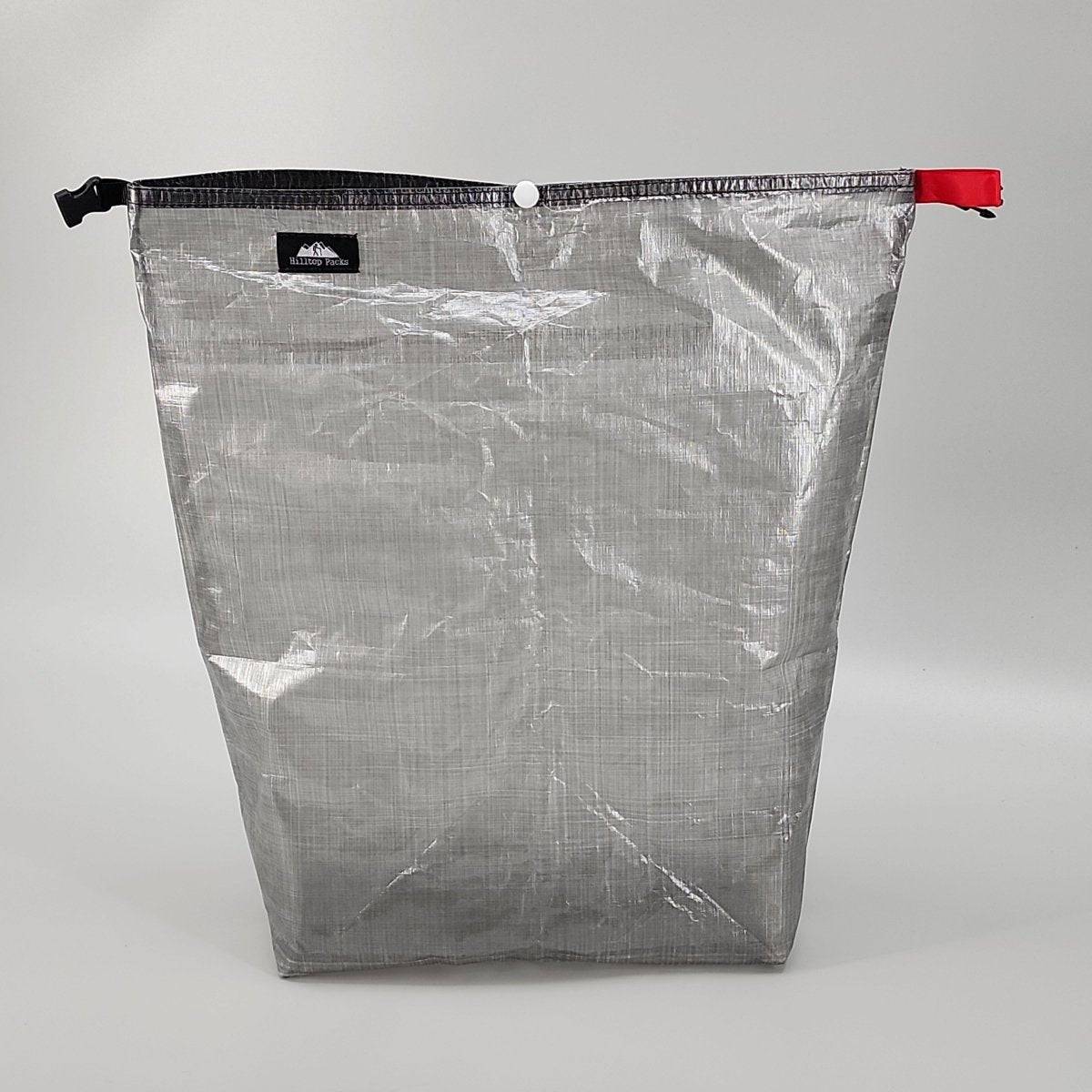 Food Bag ultralight DYNEEMA Bear bag by Hilltop Packs LLC, silver with black closure and red tab on Tampa Home & Garden Store
