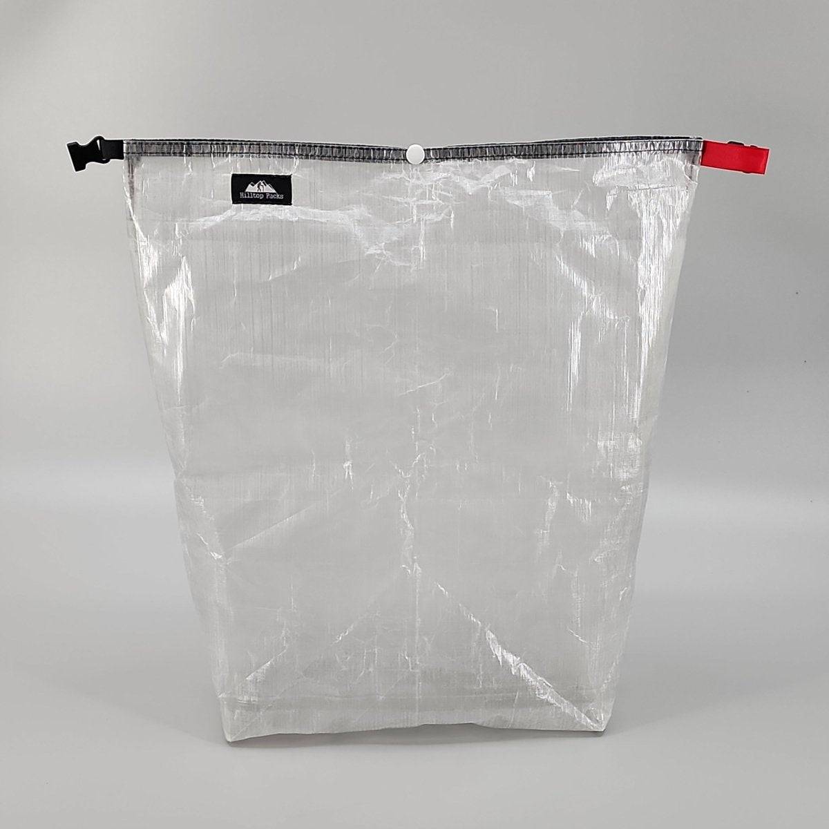 Food Bag ultralight Dyneema bear bag by Hilltop Packs, clear with black zipper and red pull on Tampa Home & Garden Store