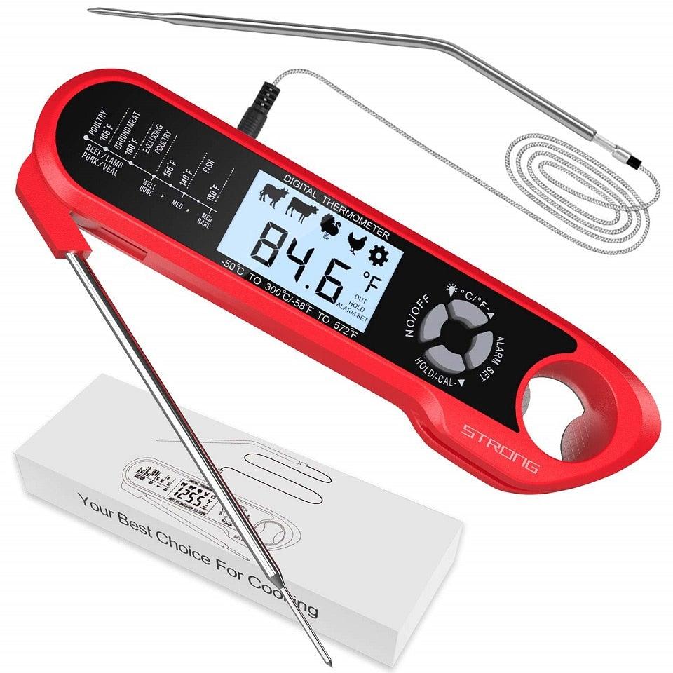 Stevvex red dual-probe meat thermometer, waterproof with alarm and calibration for grilling on Tampa Home & Garden Store