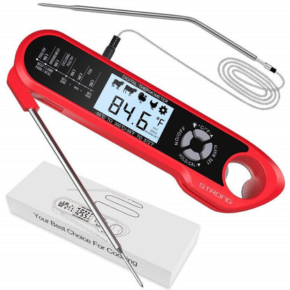 Stevvex red dual-probe meat thermometer, waterproof with alarm and calibration for grilling on Tampa Home & Garden Store