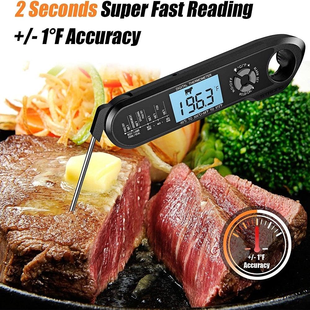 Stevvex dual-probe digital meat thermometer, black waterproof kitchen tool with LCD on Tampa Home & Garden Store