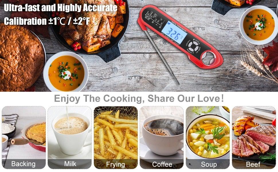 Stevvex red dual-probe digital meat thermometer with alarm, waterproof for grilling on Tampa Home & Garden Store