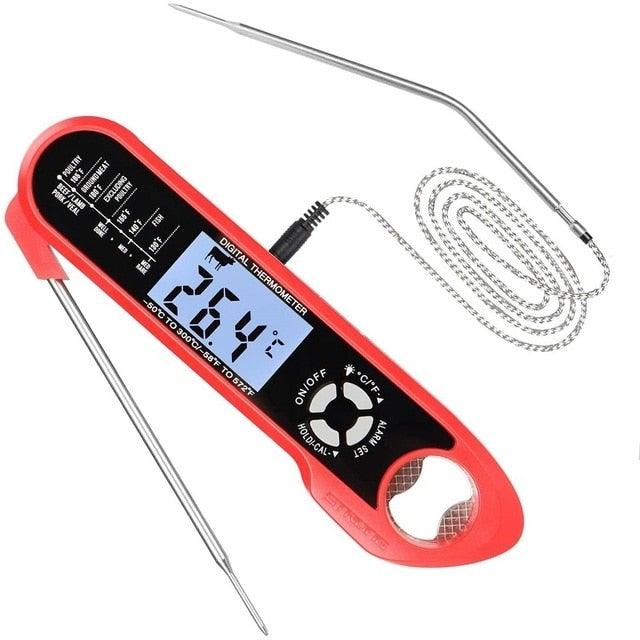 Stevvex digital meat thermometer with dual probes, red waterproof handheld with LCD on Tampa Home & Garden Store