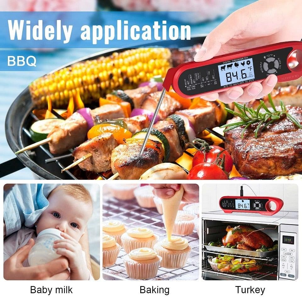 Stevvex dual-probe digital thermometer, red waterproof kitchen tool for BBQ grilling and baking on Tampa Home & Garden Store