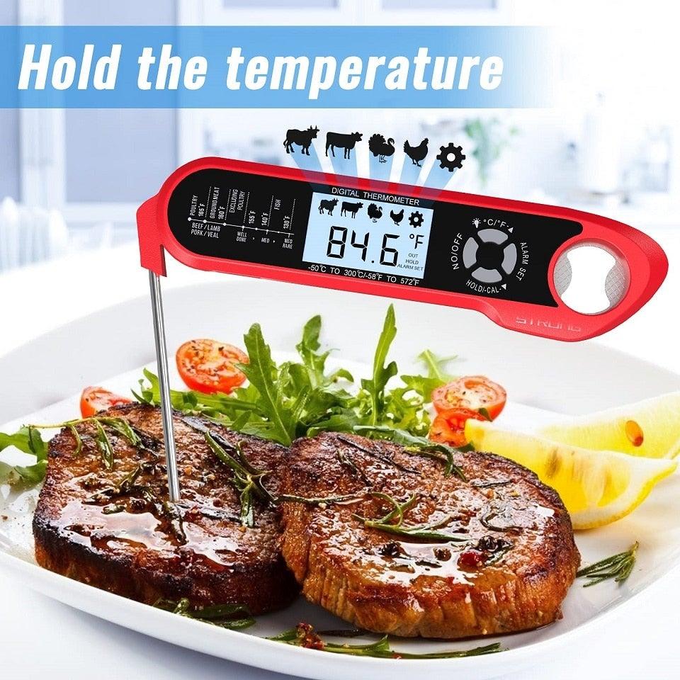 Stevvex red dual-probe digital meat thermometer with waterproof design for grilling on Tampa Home & Garden Store