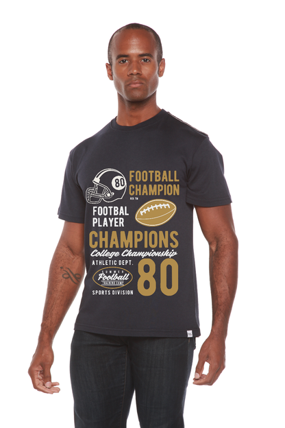 Football Champions men's graphic T-shirt navy, Spun Bamboo bamboo viscose/organic cotton on Tampa Home & Garden Store