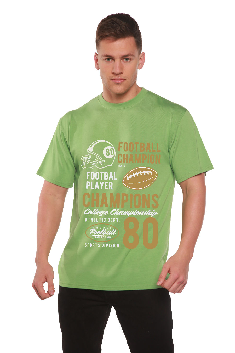 Football Champions men's green bamboo viscose organic cotton T-shirt by Spun Bamboo on Tampa Home & Garden Store