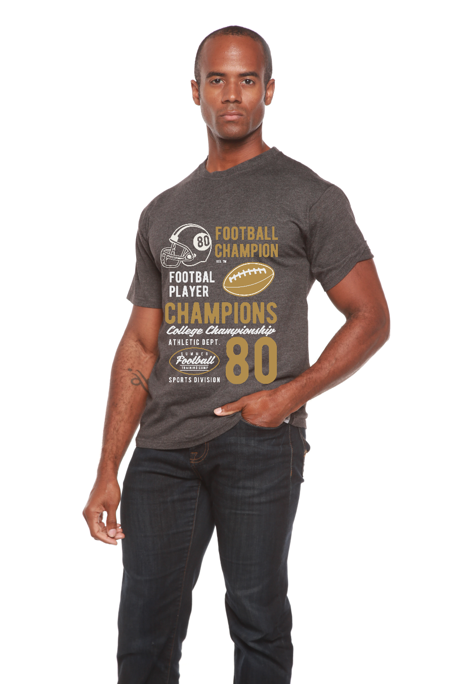 Football Champions men's t-shirt charcoal bamboo viscose/cotton blend football graphic Spun Bamboo on Tampa Home & Garden Store