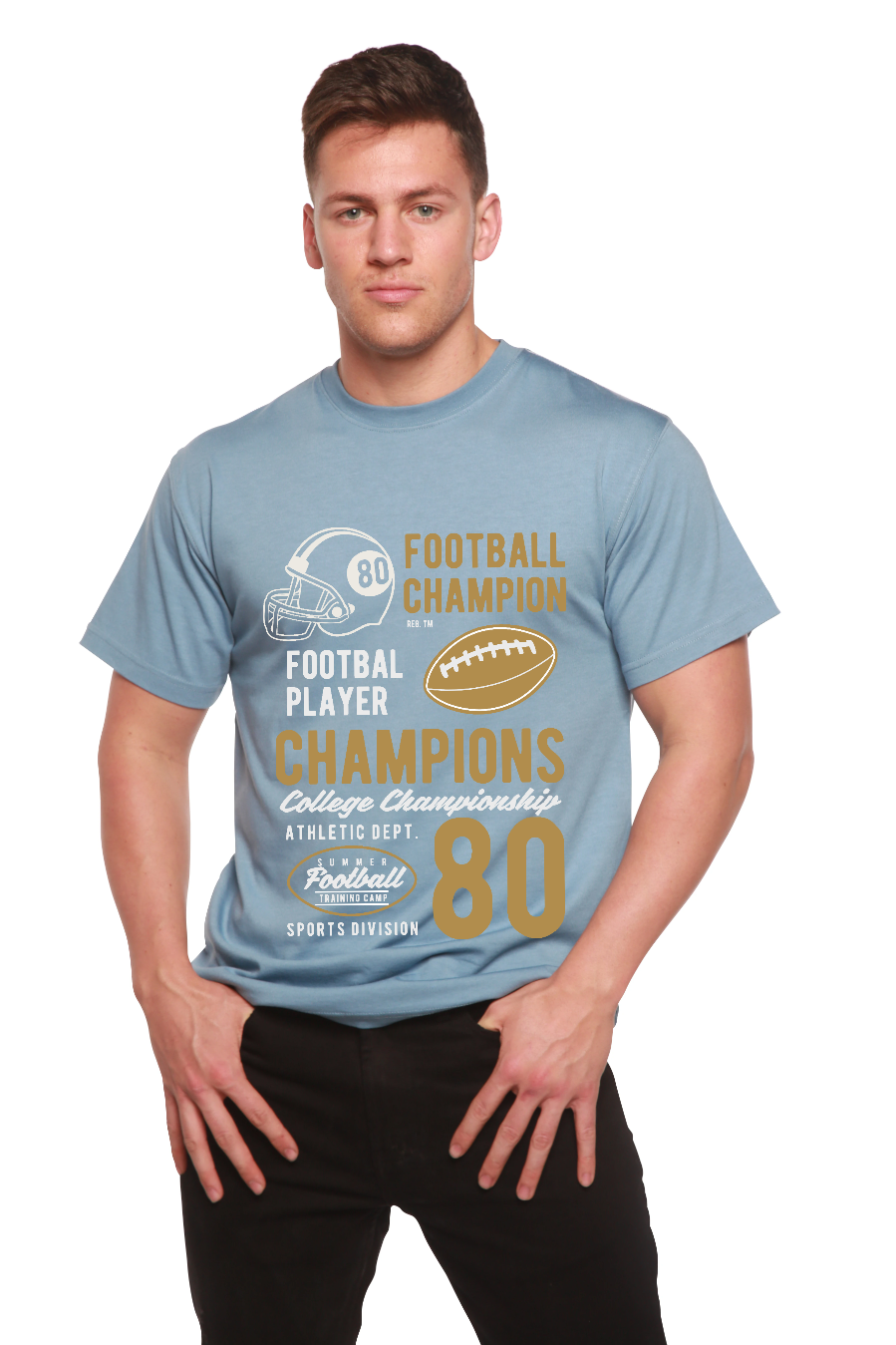 Football Champions men's bamboo tee with football graphics Spun Bamboo on Tampa Home & Garden Store