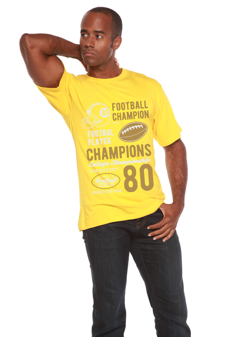 Football Champions men's bamboo viscose/organic cotton short sleeve graphic T-shirt in yellow on Tampa Home & Garden Store