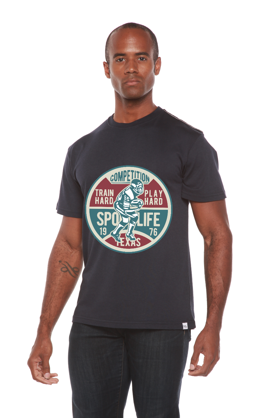 Football Competition men's navy printed shirt with Spun Bamboo graphic bamboo viscose on Tampa Home & Garden Store