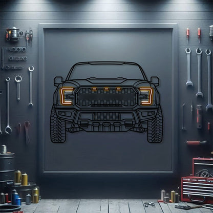 F-150 Front View Metal Neon Car Wall Art by Modello Turbo MTN0089 orange neon headlights on Tampa Home & Garden Store