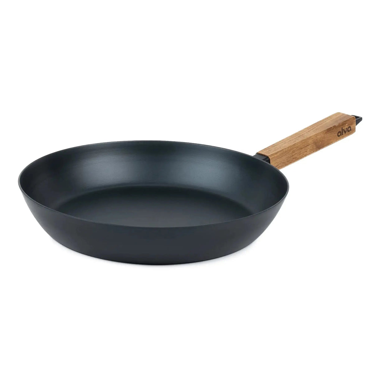 Alva Carbon Steel Frying Pan with wooden handle, black interior on Tampa Home & Garden Store