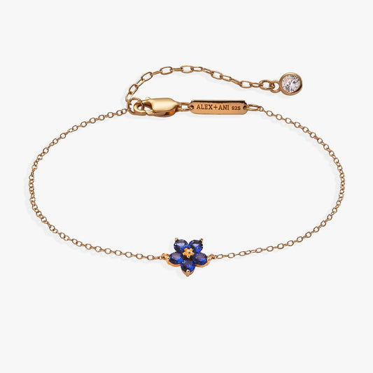 Crystal Forget-Me-Not Flower Bracelet ALEX + ANI rose-gold chain with blue crystal flower on Tampa Home & Garden Store
