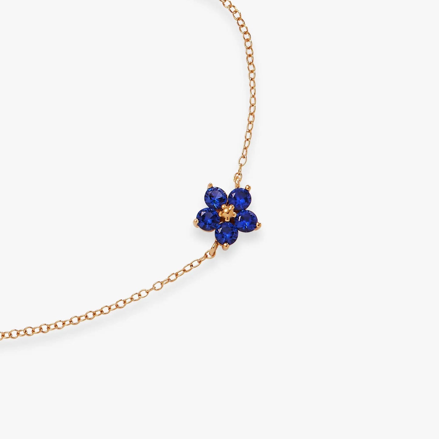 Crystal Forget-Me-Not Flower Bracelet with blue stones on gold chain on Tampa Home & Garden Store