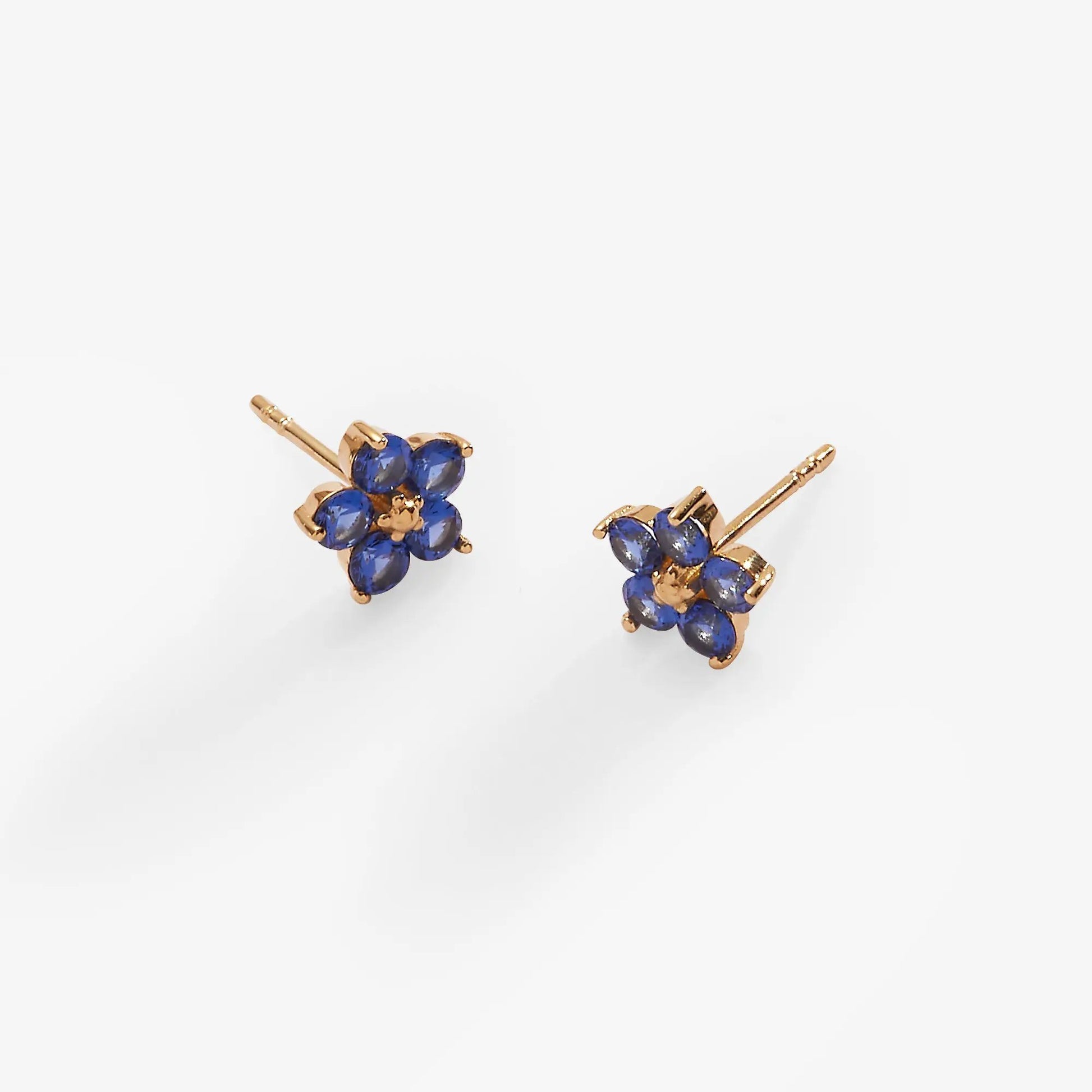 Crystal Forget-Me-Not Flower Earrings by ALEX AND ANI, blue crystals, gold-tone pair on Tampa Home & Garden Store