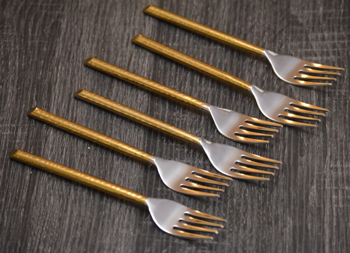 Dinner forks gold stainless steel flatware set of 6 by Vibhsa on Tampa Home & Garden Store