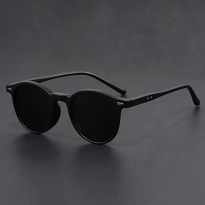 Men's Retro Round Sunglasses black frame dark lenses Moktan Sabai on Tampa Home & Garden Store