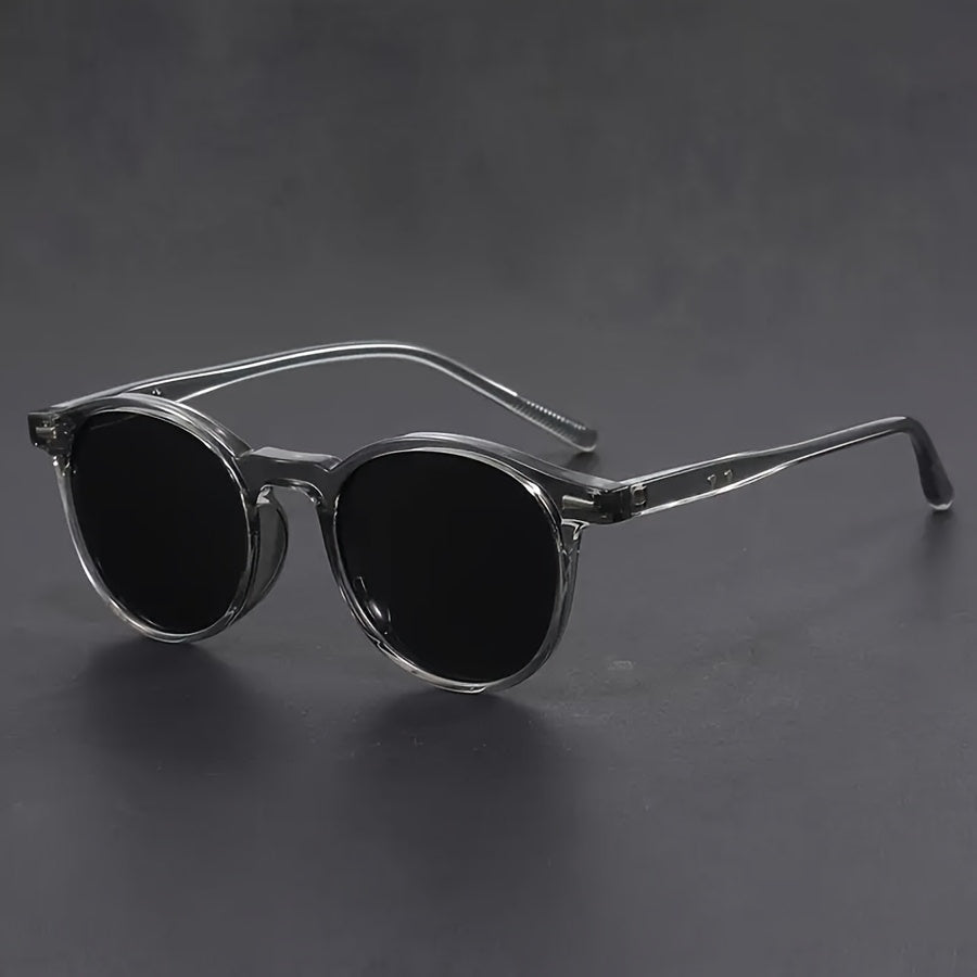 Men's Retro Round Sunglasses clear frame black lenses Moktan Sabai on Tampa Home & Garden Store