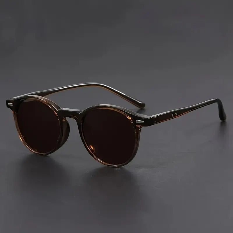Men's Retro Round Sunglasses tortoiseshell frame dark brown lenses Moktan Sabai on Tampa Home & Garden Store