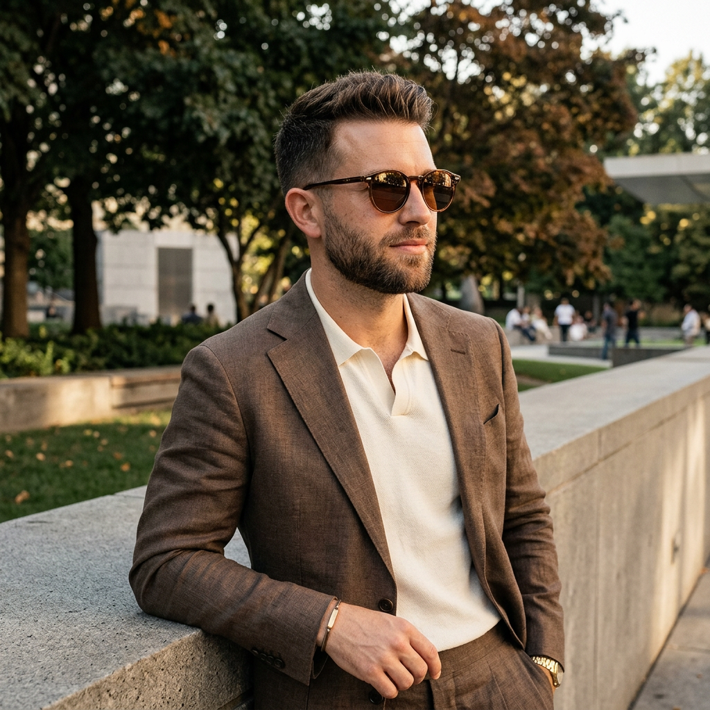 Men's Retro Round Sunglasses with brown tortoiseshell frames on Tampa Home & Garden Store
