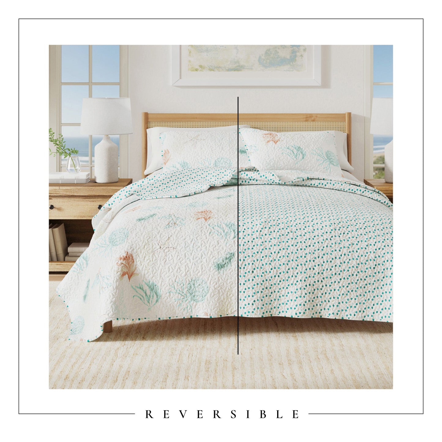 Coastal Seashell Quilt Set and Coral Designs