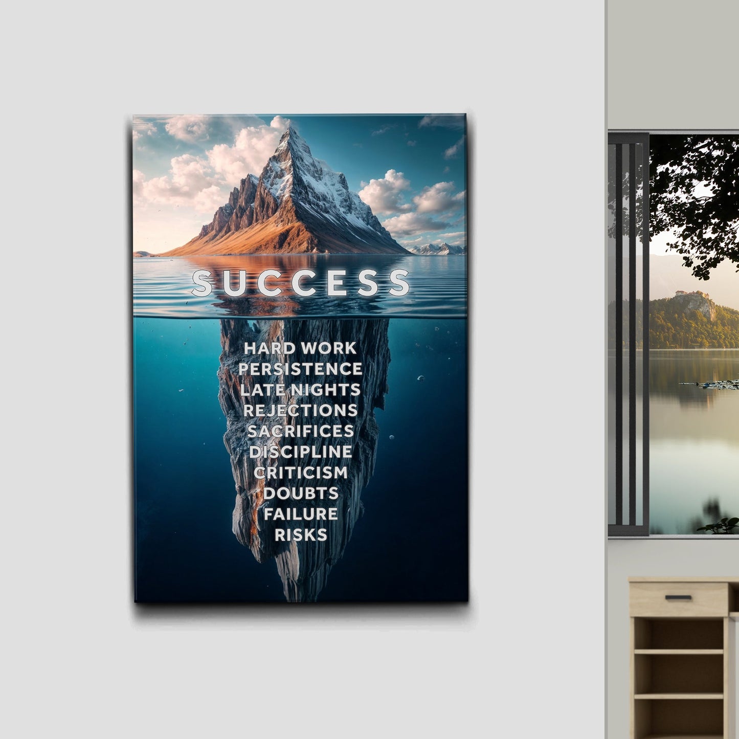 Two canvases Foundations Cool Wall Art by Tailored Canvases; mountain peak reflected in water on Tampa Home & Garden Store